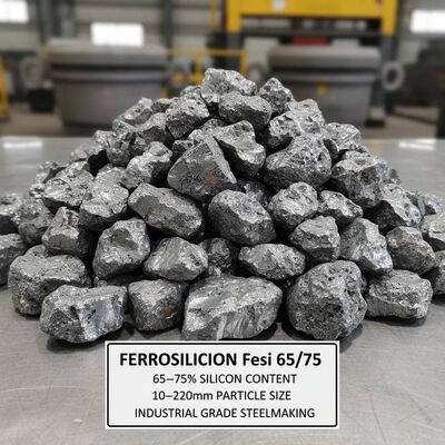 Ferrosilikon FeSi 65/75 Silikon Demir Alaşımı Endüstriyel Çelik Üretimi için % 65'ten % 75'e kadar Silikon İçeriği ve Parçacık Boyutu 10'a 220 mm