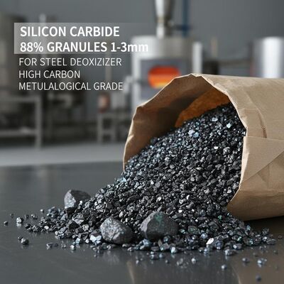 Metalurjik Uygulamalar İçin Etkin Çelik Oksijen Giderici Olarak 1-3mm Yüksek Karbonlu Silisyum Karbür Granülleri SiC 88